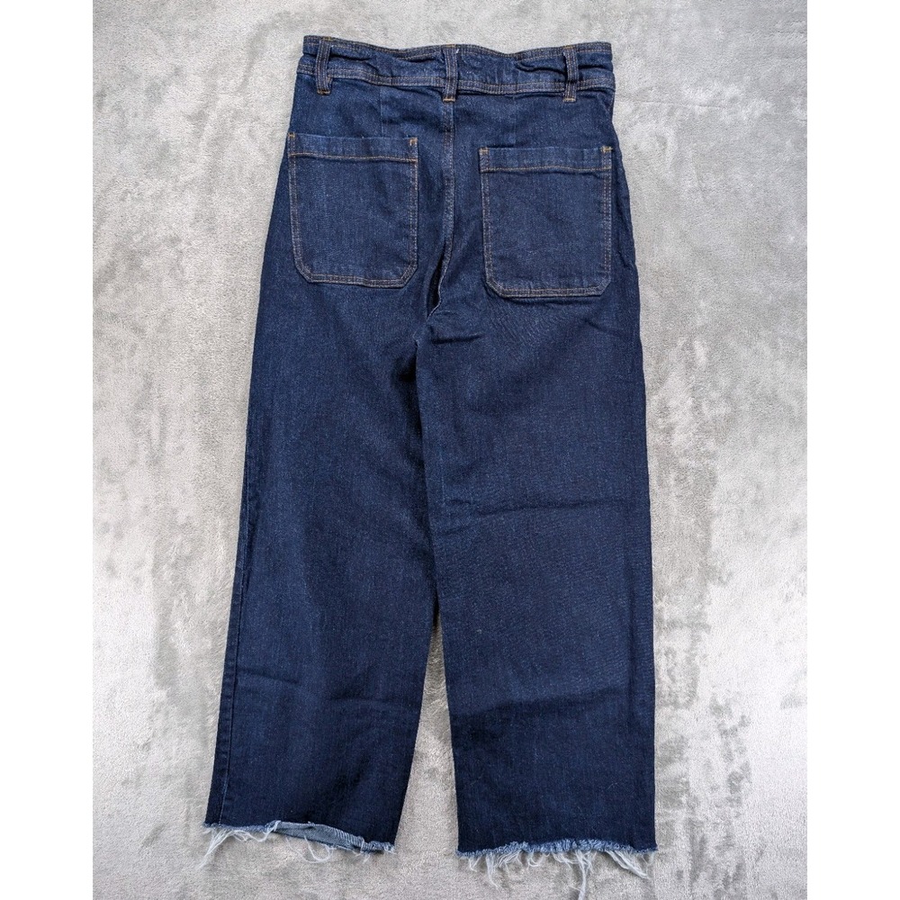 Oat New York Women's Sz 8/29 Wide Leg High Rise Blue Raw Hem Cotton Blend EUC - Picture 2 of 8